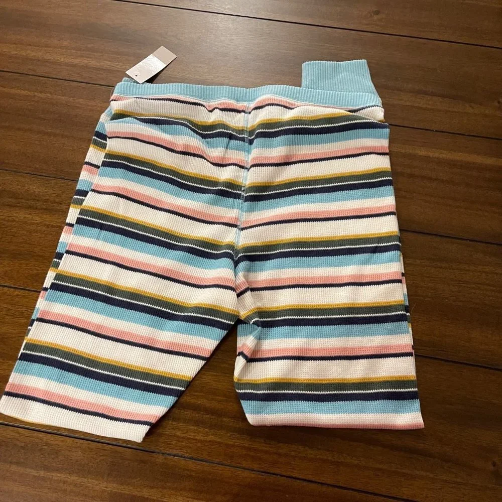 NWT BP. Multicolor Stripe Elastic Waist Tapered Ribbed Knit Leggings Pants Large